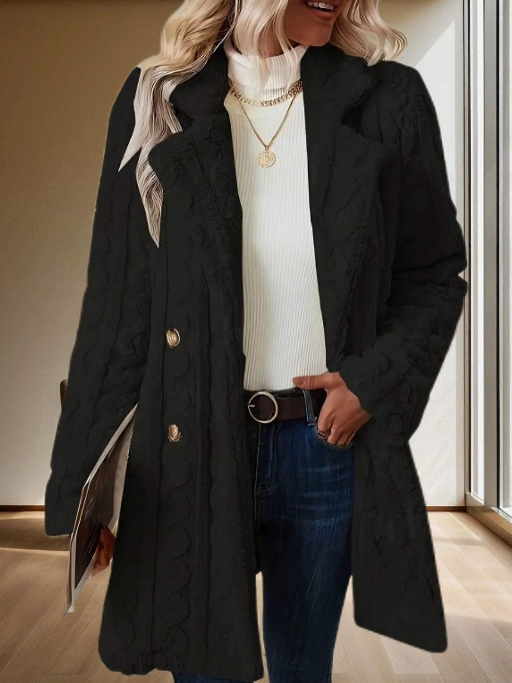 Women's Button Long Sleeve Coat