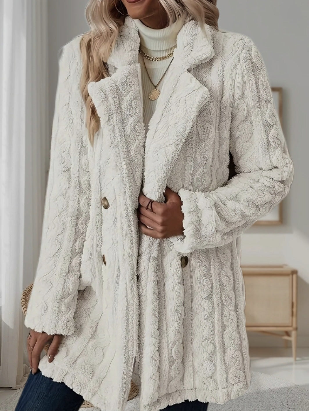 Women's Button Long Sleeve Coat